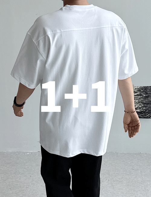 1+1(추가할인)덤블워싱 절개 오버핏 반팔 티셔츠